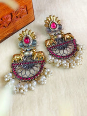 Dual-Tone Nandi Pearl Festive Danglers | Dynamic Jewelove