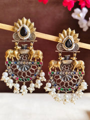 Dual-Tone Nandi Pearl Festive Danglers | Dynamic Jewelove
