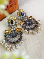 Dual-Tone Nandi Pearl Festive Danglers | Dynamic Jewelove