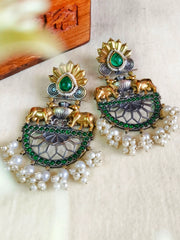 Dual-Tone Nandi Pearl Festive Danglers | Dynamic Jewelove