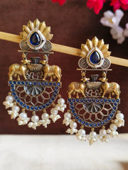 Dual-Tone Nandi Pearl Festive Danglers | Dynamic Jewelove