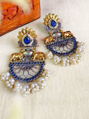 Dual-Tone Nandi Pearl Festive Danglers | Dynamic Jewelove