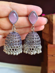 Sparkling Oxidised Monalisa Jhumkas with Ghungroo | Dynamic Jewelove