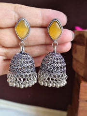 Sparkling Oxidised Monalisa Jhumkas with Ghungroo | Dynamic Jewelove