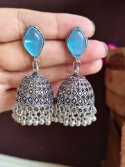 Sparkling Oxidised Monalisa Jhumkas with Ghungroo | Dynamic Jewelove