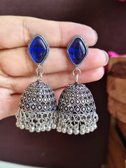 Sparkling Oxidised Monalisa Jhumkas with Ghungroo | Dynamic Jewelove