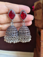 Sparkling Oxidised Monalisa Jhumkas with Ghungroo | Dynamic Jewelove