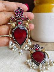 Antique Dual-Tone Peacock Pearl Earrings | Dynamic Jewelove