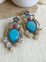 Antique Dual-Tone Peacock Pearl Earrings | Dynamic Jewelove