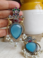 Antique Dual-Tone Peacock Pearl Earrings | Dynamic Jewelove