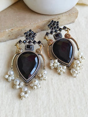 Antique Dual-Tone Peacock Pearl Earrings | Dynamic Jewelove