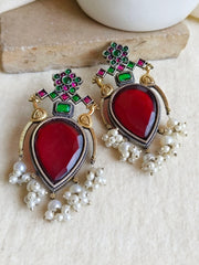 Antique Dual-Tone Peacock Pearl Earrings | Dynamic Jewelove