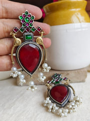 Antique Dual-Tone Peacock Pearl Earrings | Dynamic Jewelove