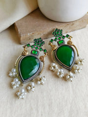 Antique Dual-Tone Peacock Pearl Earrings | Dynamic Jewelove