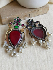 Antique Dual-Tone Peacock Pearl Earrings | Dynamic Jewelove
