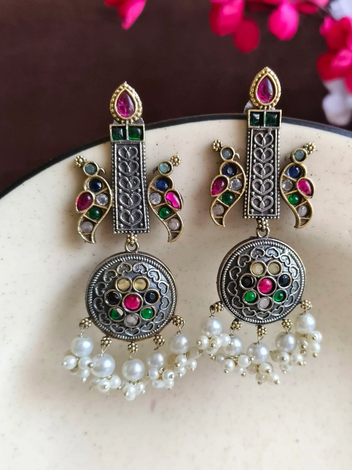 Glam Gold & Silver Party Danglers | Dynamic Jewelove