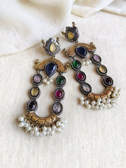 Monalisa & Pearl Two-Tone Dangler Earrings | Dynamic Jewelove
