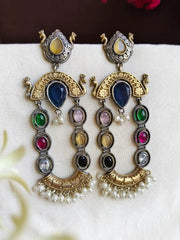 Monalisa & Pearl Two-Tone Dangler Earrings | Dynamic Jewelove