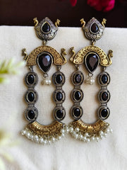 Monalisa & Pearl Two-Tone Dangler Earrings | Dynamic Jewelove