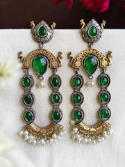 Monalisa & Pearl Two-Tone Dangler Earrings | Dynamic Jewelove