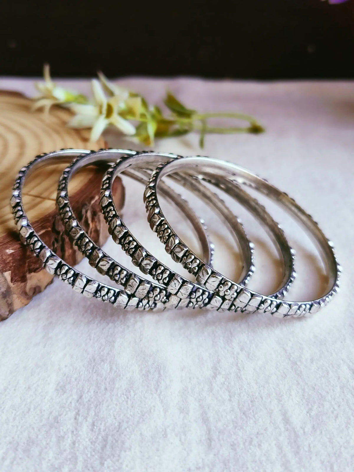 German Silver Navratri Bangles Set | Dynamic Jewelove