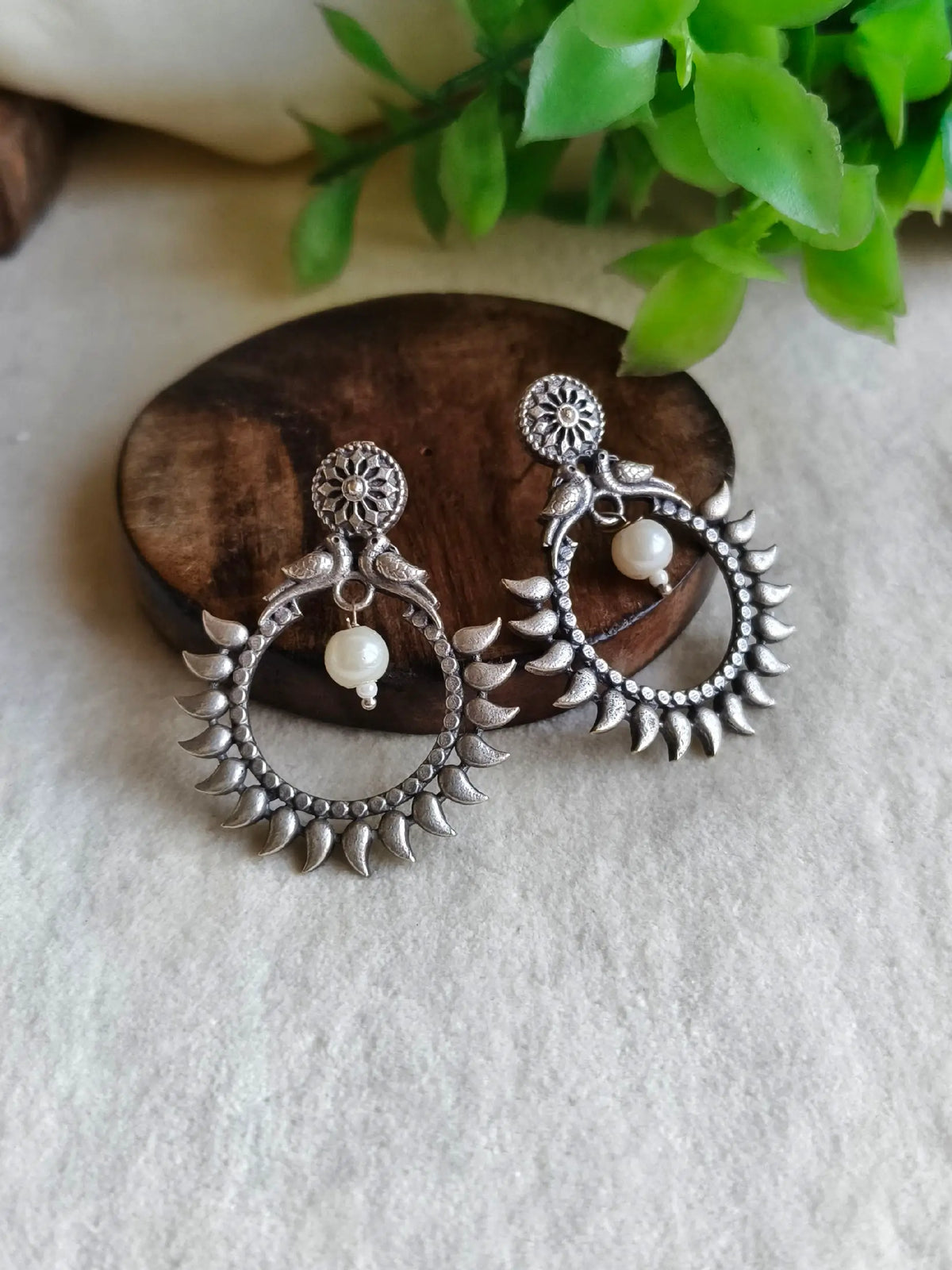 Oxidized Chand Bali Stud Earrings | Dynamic Jewelove