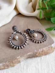 Oxidized Chand Bali Stud Earrings | Dynamic Jewelove
