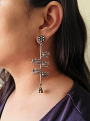 Silver Look Alike Bird Dangler Earrings – Dynamic Jewelove