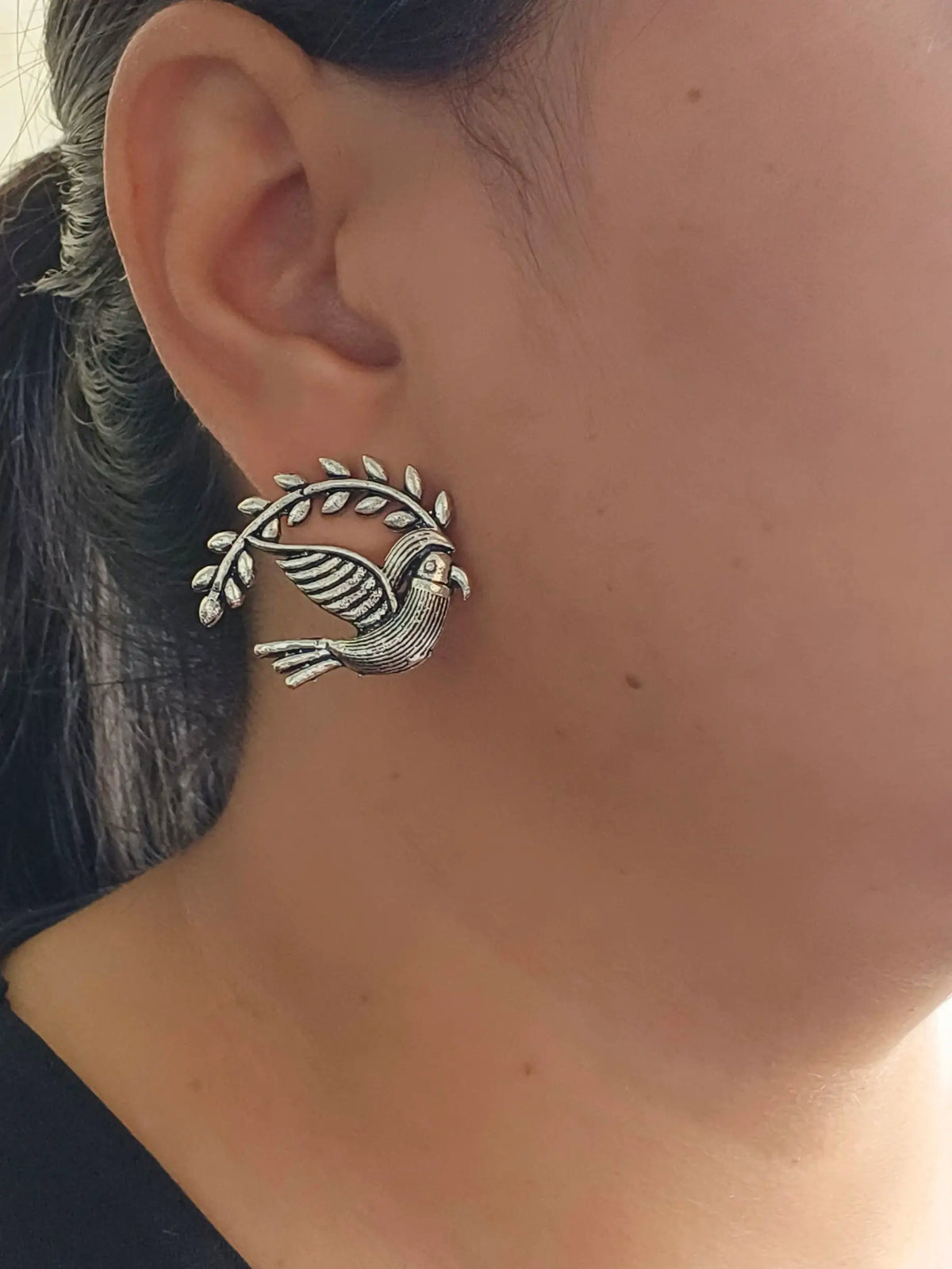 German Silver Sparrow Stud Earrings | Dynamic Jewelove