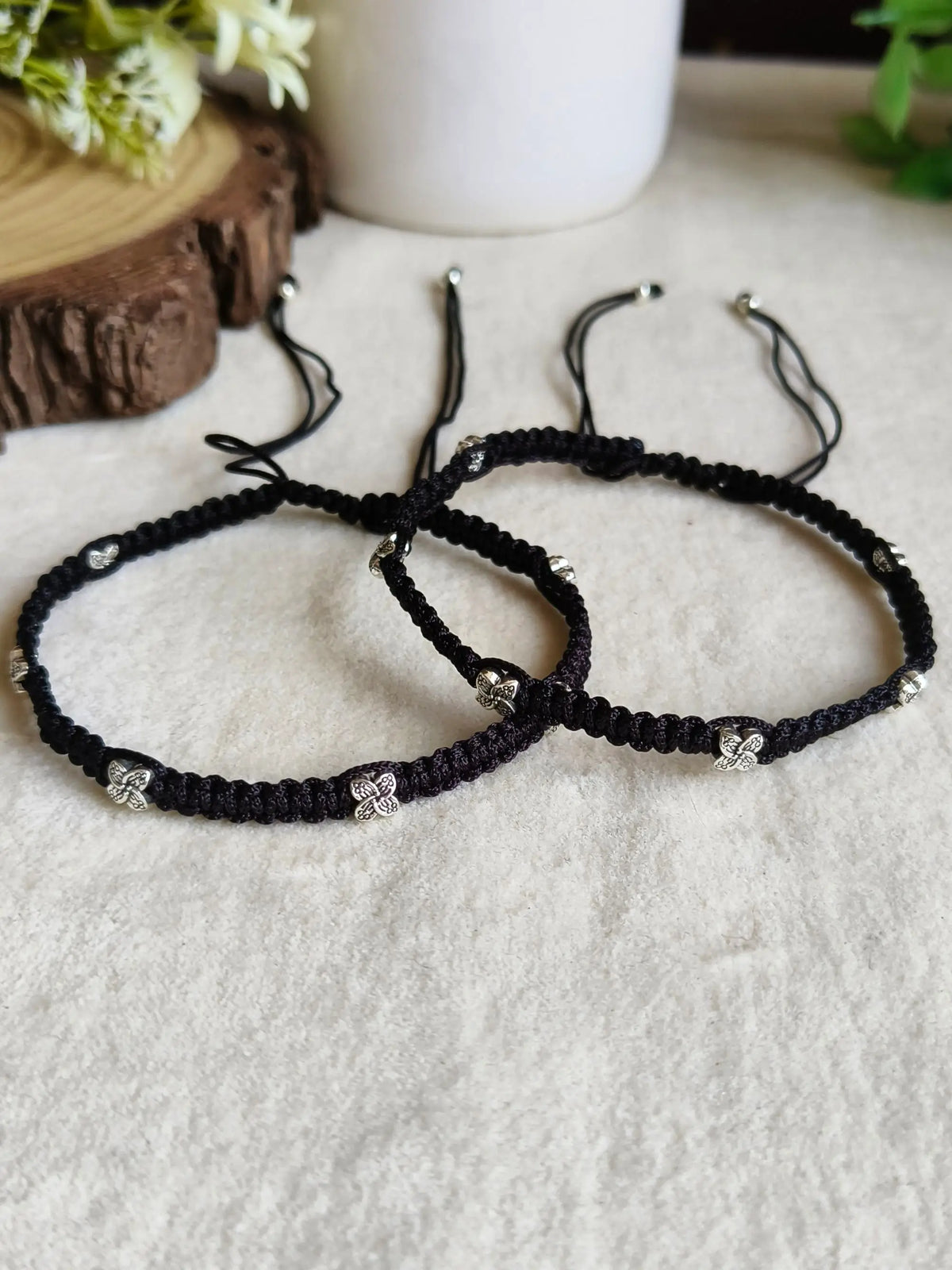 Black Thread Anklets with German Silver Charms | Dynamic Jewelove
