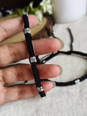Black Thread Anklets with German Silver Charms | Dynamic Jewelove
