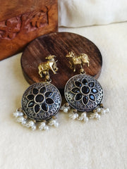 Antique Dual Tone Nandi Charm Dangler | Dynamic Jewelove