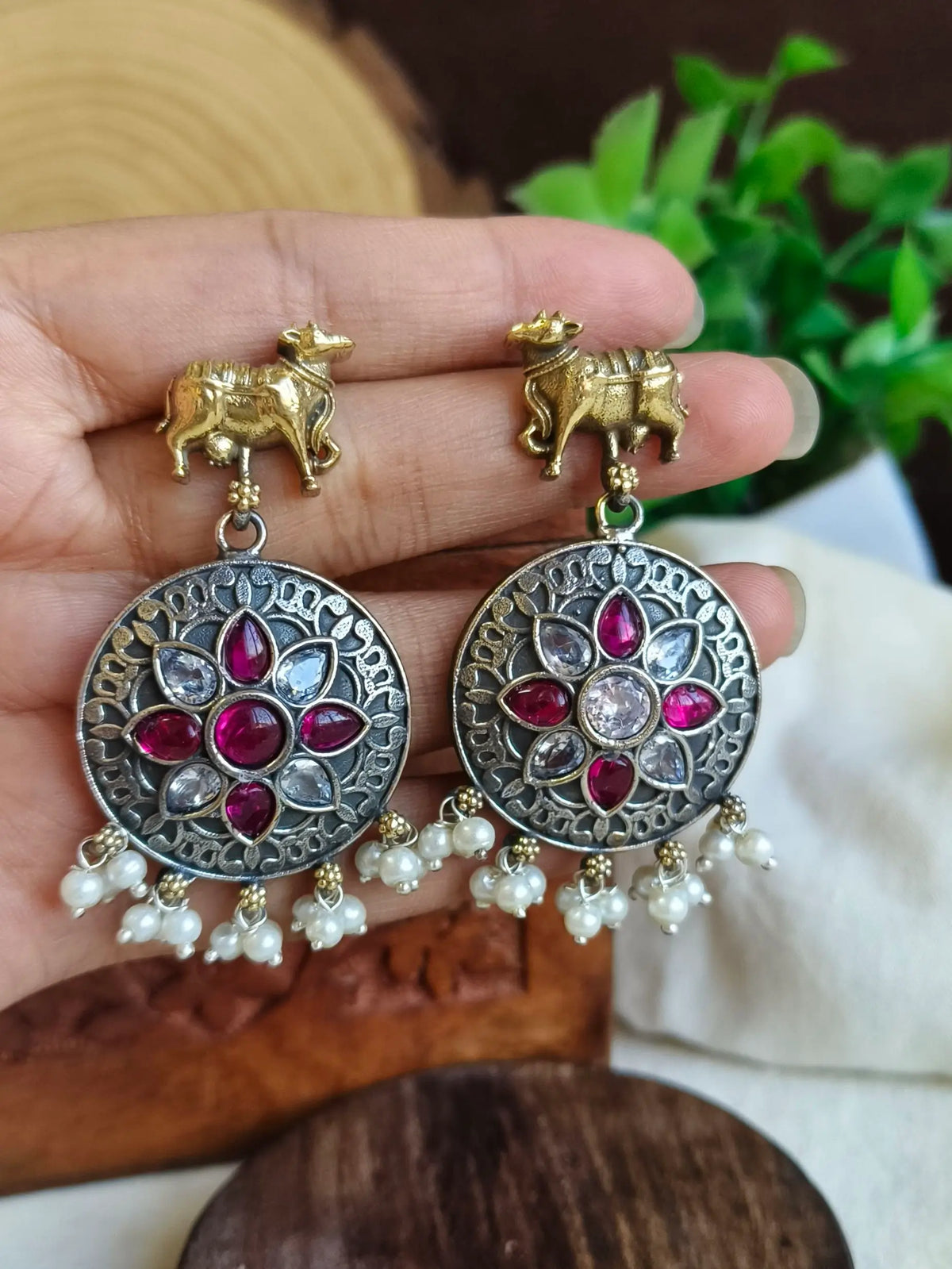 Antique Dual Tone Nandi Charm Dangler | Dynamic Jewelove