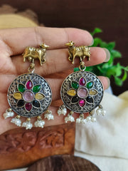 Antique Dual Tone Nandi Charm Dangler | Dynamic Jewelove