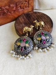Antique Dual Tone Nandi Charm Dangler | Dynamic Jewelove