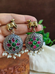 Antique Dual Tone Nandi Charm Dangler | Dynamic Jewelove