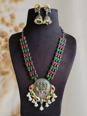 🔸Dual-Tone Long Necklace Set Delight Elegance | Dynamic Jewelove