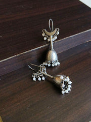 Moonlit Pearl Silver Look Alike Hook Earrings | Dynamic Jewelove