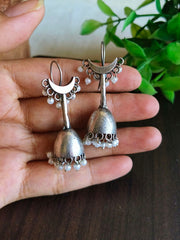 Moonlit Pearl Silver Look Alike Hook Earrings | Dynamic Jewelove