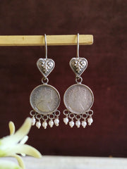 925 Silver Plated Coin Pearl Drop Earrings | Dynamic Jewelove