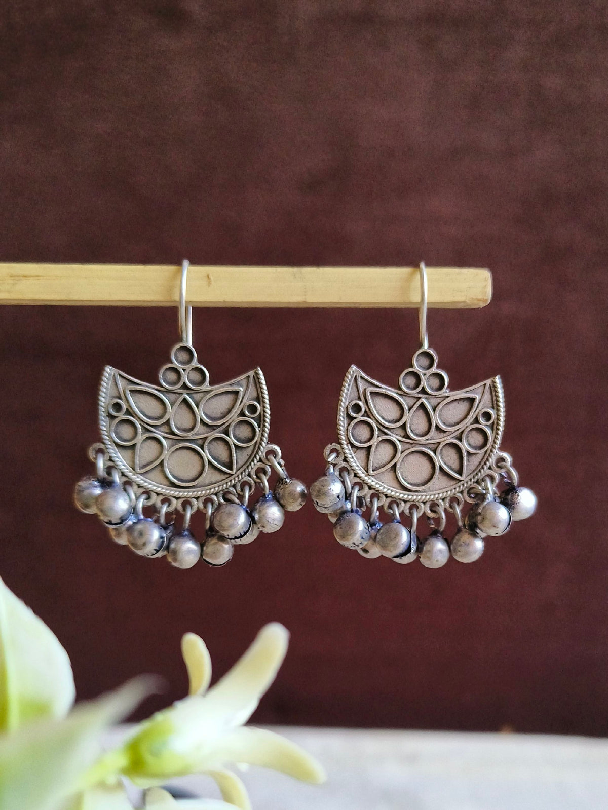 Boho Oxidised Hook Earrings | Dynamic Jewelove
