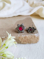 Oxidised Floral Studs for Everyday Elegance | Dynamic Jewelove