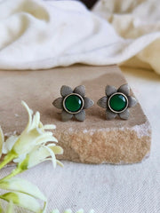 Oxidised Floral Studs for Everyday Elegance | Dynamic Jewelove
