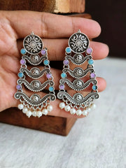 🔹 Three-Line Silver Dazzle Danglers for Glam Looks | Dynamic Jewelove