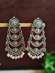 🔹 Three-Line Silver Dazzle Danglers for Glam Looks | Dynamic Jewelove