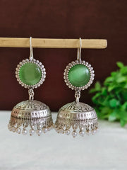 Lightweight Oxidised Silver Floral Jhumkas | Dynamic Jewelove