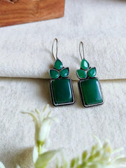 Oxidised Monalisa Stone Hook Earrings | Dynamic Jewelove