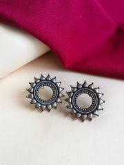 Oxidised Silver Sparkle Choker Set with Studs | Dynamic Jewelove