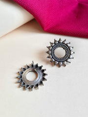 Oxidised Silver Sparkle Choker Set with Studs | Dynamic Jewelove