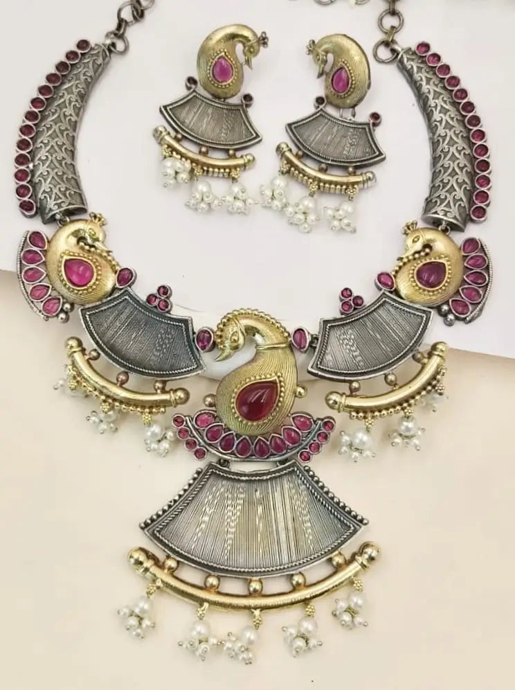 Dual Tone Statement Hasli Set – Bold & Elegant | Dynamic Jewelove